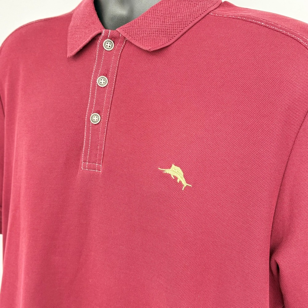 Tommy Bahama Polo Shirt Mens LG Burgundy IslandZone Supima Cotton Golf Travel - Picture 3 of 9